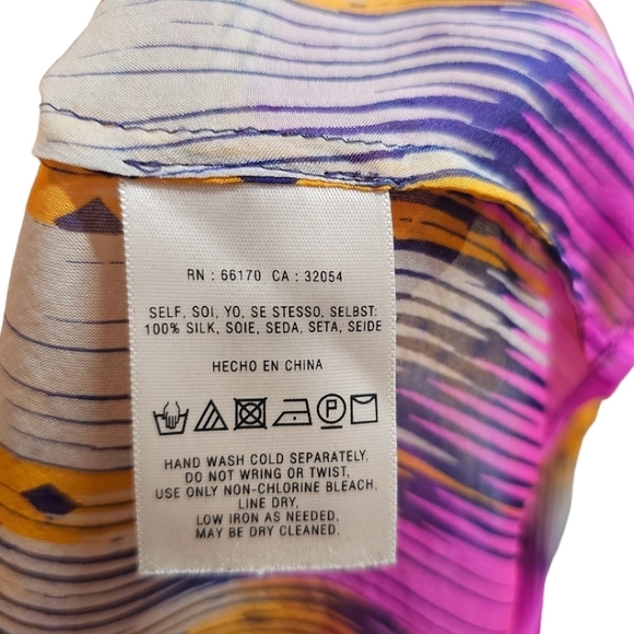 Anthropologie Leifsdottir Colorful All Silk Button Up Long Sleeve Blouse Size 0 - Picture 12 of 12